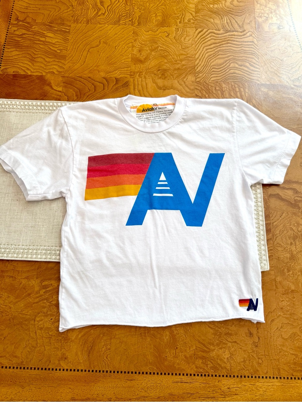 aviator nation cropped white tee size xs